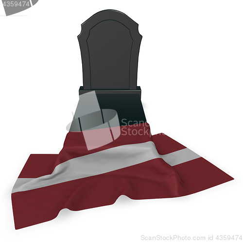 Image of gravestone and flag of latvia - 3d rendering