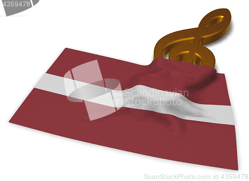 Image of clef symbol and flag of latvia - 3d rendering