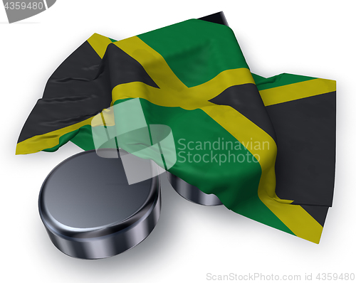 Image of music note and flag of jamaica - 3d rendering