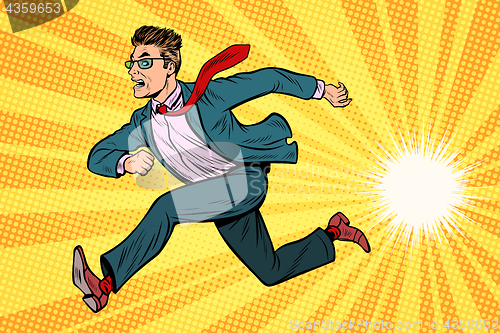 Image of businessman running, business concept