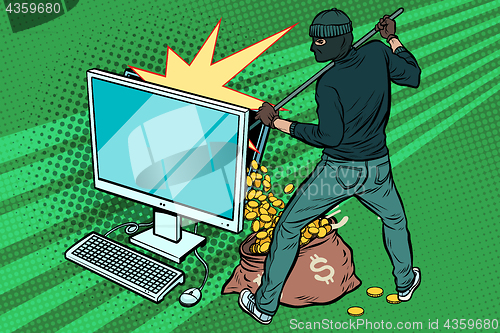 Image of Online hacker steals dollar money from computer