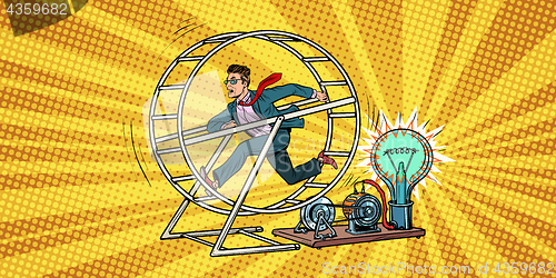 Image of businessman in a squirrel wheel