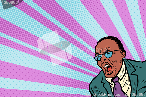 Image of Pop art man shouting. African American people