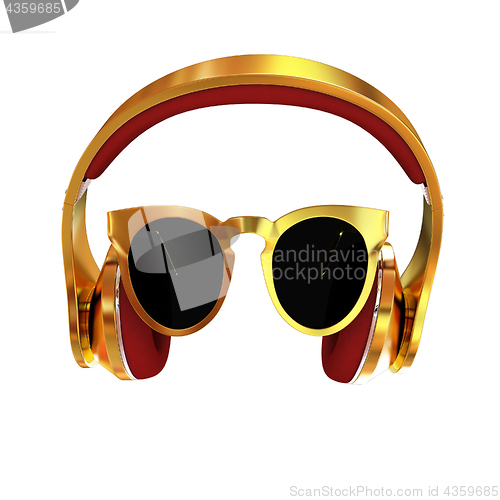 Image of Sunglasses and headphone for your face. 3d illustration