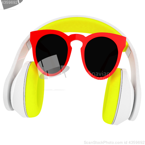 Image of Sunglasses and headphone for your face. 3d illustration