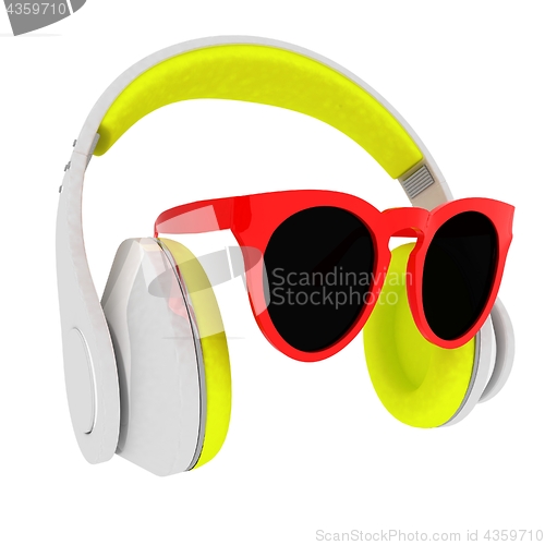 Image of Sunglasses and headphone for your face. 3d illustration