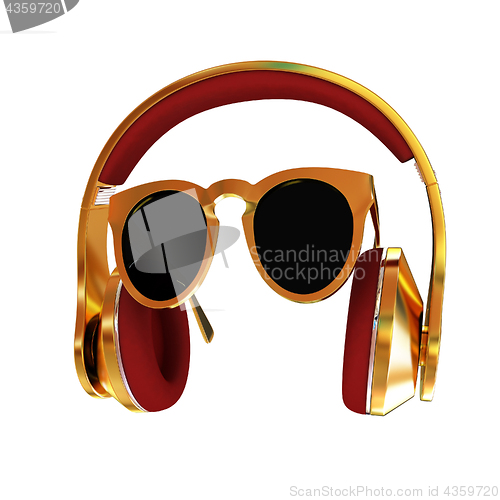 Image of Sunglasses and headphone for your face. 3d illustration