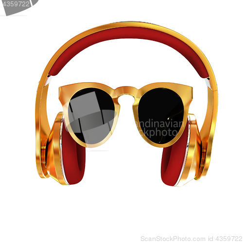 Image of Sunglasses and headphone for your face. 3d illustration