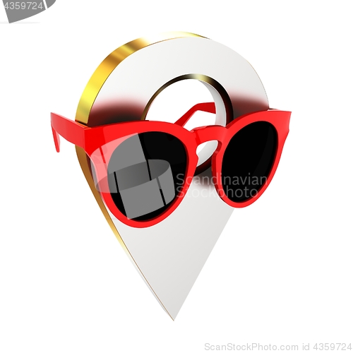 Image of Glamour map pointer in sunglasses. 3d illustration