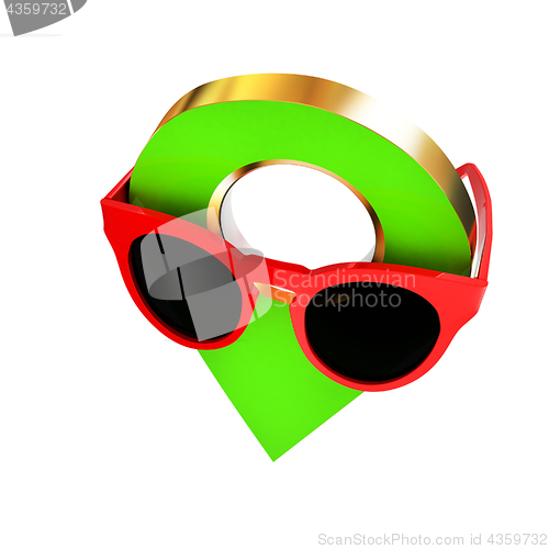 Image of Glamour map pointer in sunglasses. 3d illustration