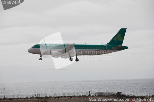 Image of ARECIFE, SPAIN - APRIL, 15 2017: AirBus A320 of Aer Lingus ready