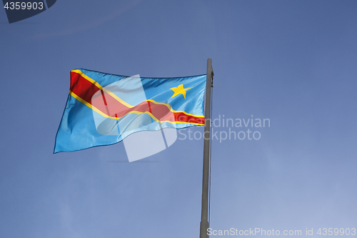 Image of National flag of Congo on a flagpole