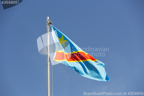 Image of National flag of Congo on a flagpole