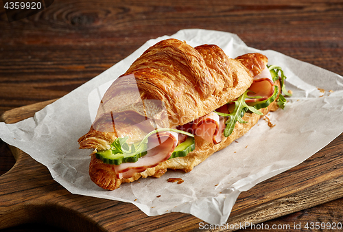 Image of Croissant sandwich with cucumber and ham