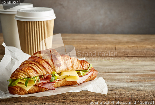 Image of croissant sandwich with ham and cheese