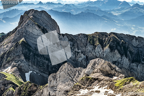 Image of Mountain view from Mount Saentis, Switzerland , Swiss Alps.