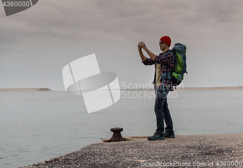 Image of Man Traveling Backpack