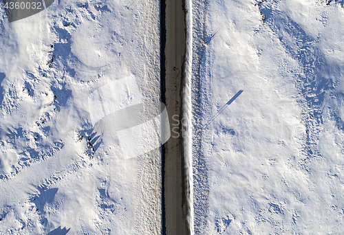 Image of Aerial icy road\r