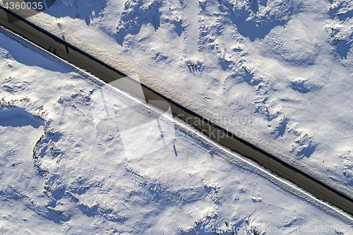 Image of Aerial icy road\r