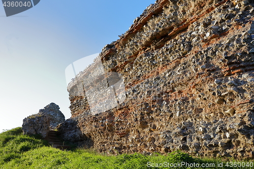 Image of Roman castle walls at Burgh Castle in Norfolk