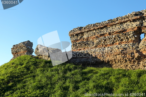 Image of Roman castle walls at Burgh Castle in Norfolk