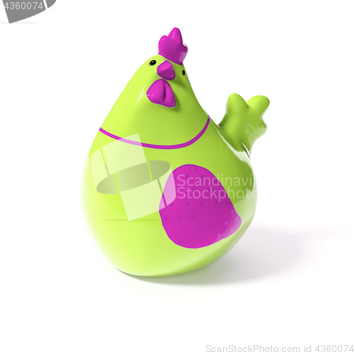 Image of a stylish green and pink ceramic chicken for easter decoration