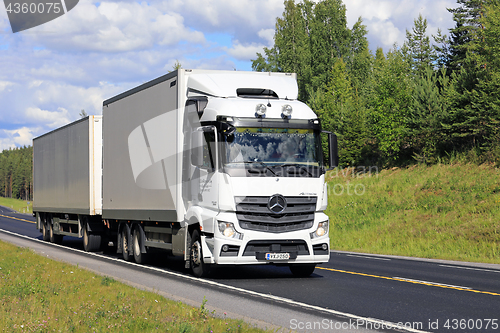 Image of White Mercedes-Benz Actros Transport at Summer