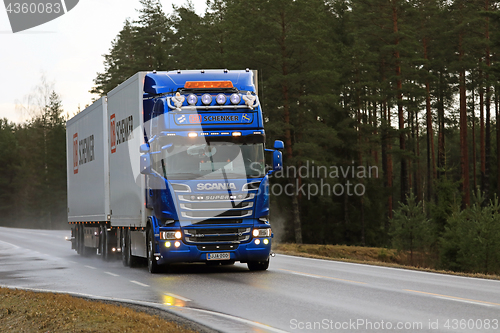 Image of Blue Scania Cargo Transport