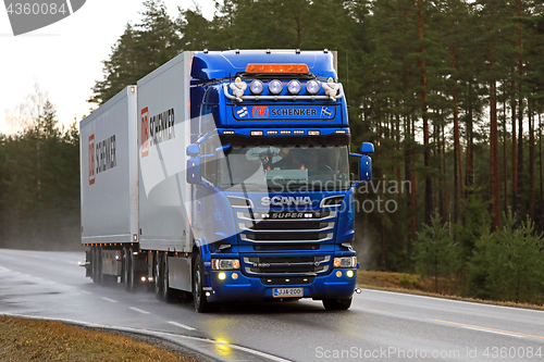 Image of Blue Scania R620 DB Schenker Trailers