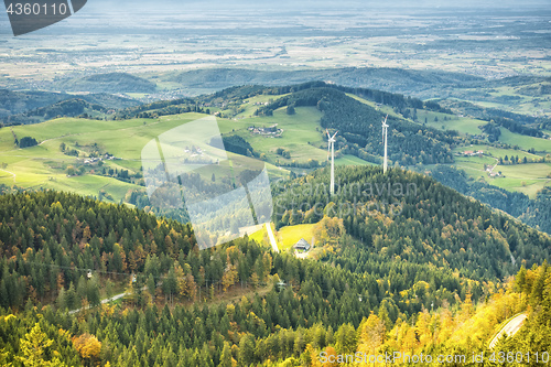 Image of two wind mill power plant in the Rhine valley area