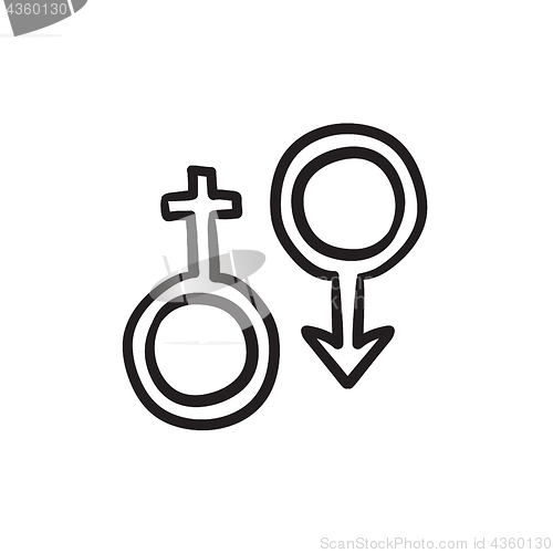 Image of Male and female symbol sketch icon.