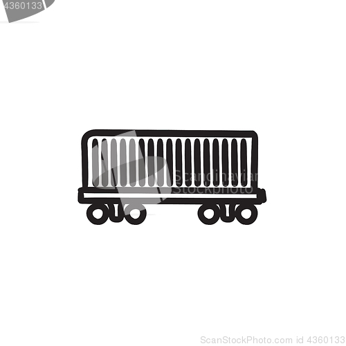 Image of Cargo wagon sketch icon.