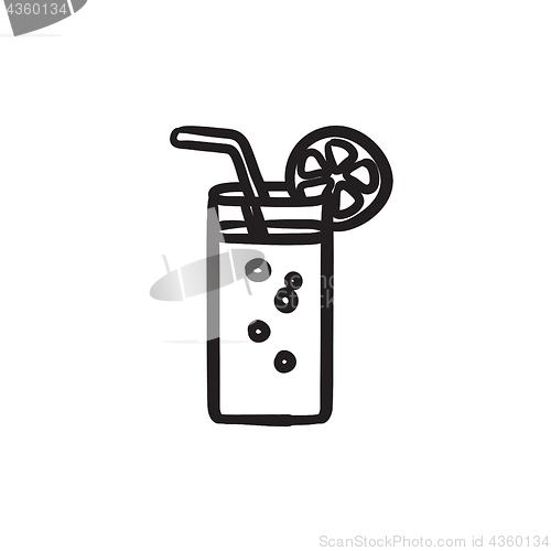 Image of Glass with drinking straw sketch icon.