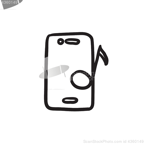 Image of Phone with musical note sketch icon.