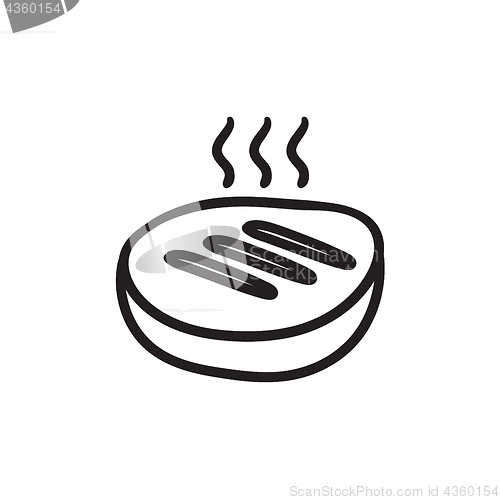 Image of Grilled steak sketch icon.