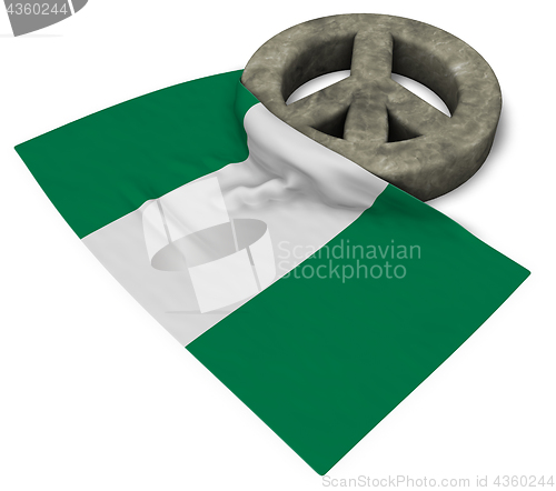Image of peace symbol and flag of nigeria - 3d rendering