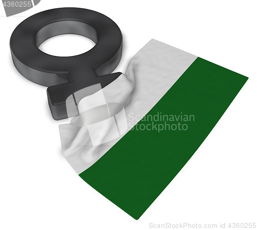 Image of female symbol and flag of saxony - 3d rendering