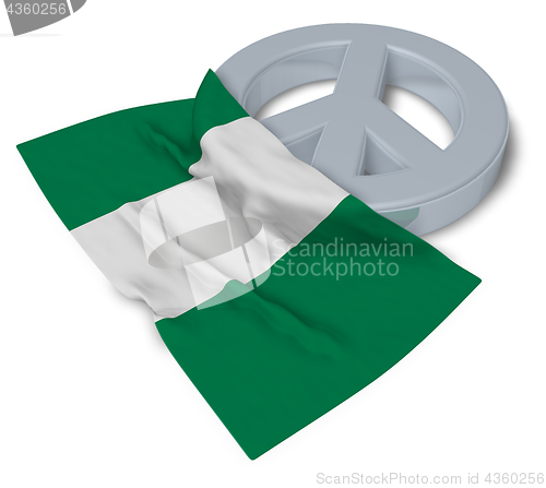 Image of peace symbol and flag of nigeria - 3d rendering