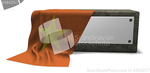 Image of stone socket and flag of vietnam - 3d rendering