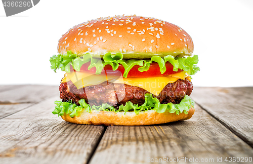 Image of Tasty and appetizing hamburger cheeseburger