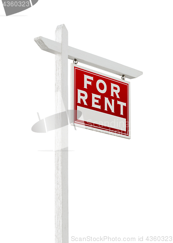 Image of Right Facing For Rent Real Estate Sign Isolated on a White Backg