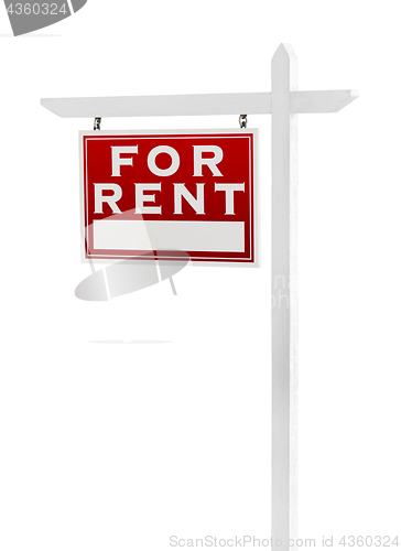 Image of Left Facing For Rent Real Estate Sign Isolated on a White Backgo