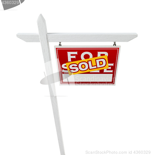 Image of Right Facing Sold For Sale Real Estate Sign Isolated on a White 