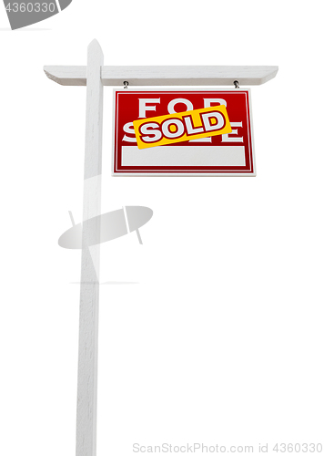 Image of Right Facing Sold For Sale Real Estate Sign Isolated on a White 