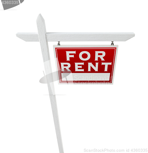 Image of Right Facing For Rent Real Estate Sign Isolated on a White Backg