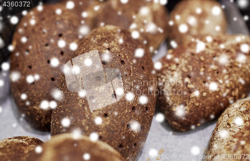 Image of close up of rye bread at bakery or grocery store