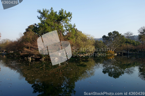 Image of Chinese park in Hangzhou near Xihu Lake China