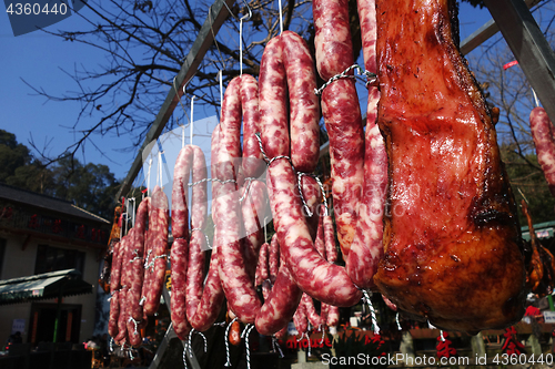 Image of The meat drying outside on the sun