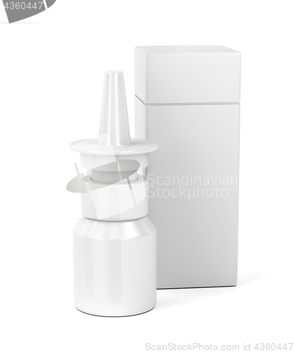 Image of White nasal spray bottle and plastic box
