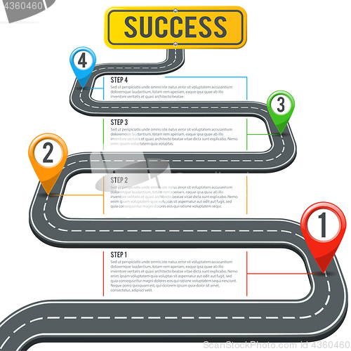 Image of Timeline Road Infographics with Pin Pointers